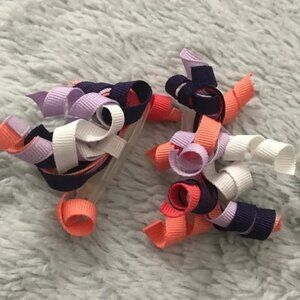 EUC Gymboree Fairy Tale Forest curlies barrettes white purple peachy coral